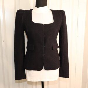 Leon Max Special Edition Womens Wool Blend Cropped Suit Jacket Size 2 Silk LIned
